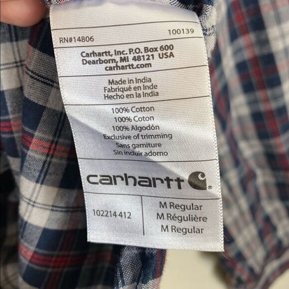 Carhartt Relaxed Fit Navy & Red Plaid Button Down Shirt - Picture 4 of 4